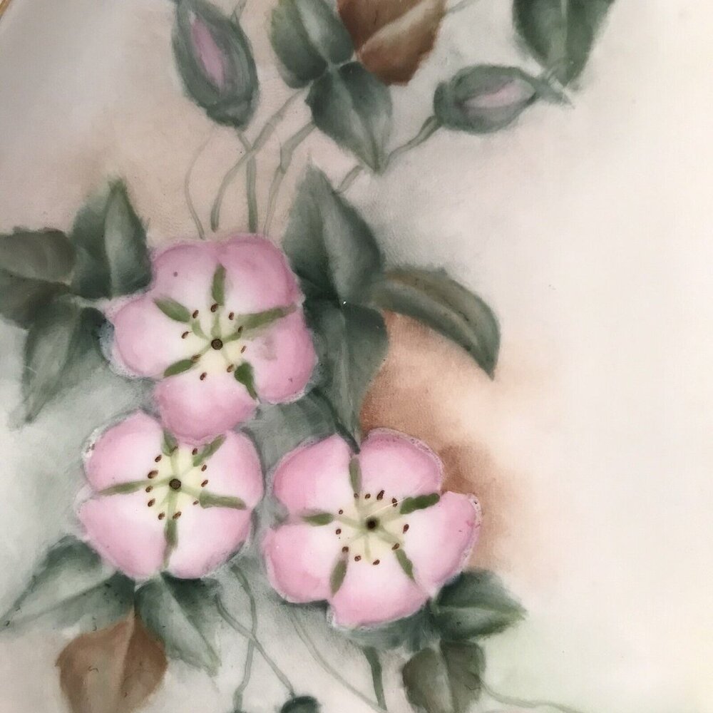 Hand Painted Morning Glory Plate Art by Honey Lee Limoges France Gold Rim G.A.H. - Picture 3 of 11
